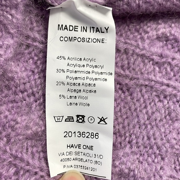 NWT Have One Maglia Donna Braided Chunky Cable Knit Sweater Light Purple Alpaca - Picture 8 of 8
